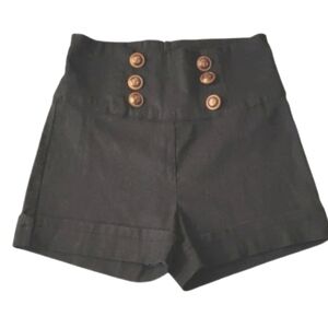 Love & Liberty stretchy boating dark gray black shorts anchor buttons XS